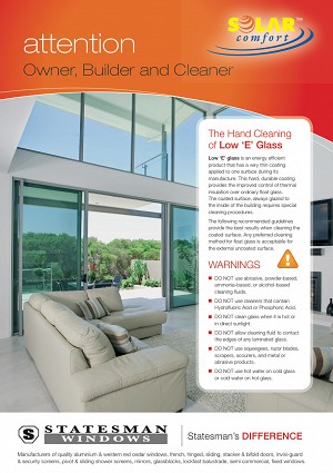 Solar Glass Care Instructions